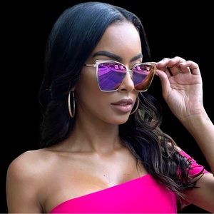 Diff Becky Rose Gold Pink Mirror Sunglasses